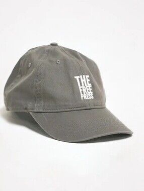 Unisex Grey Baseball Cap with White Embroidered Logo "The FREE Press". NWOT